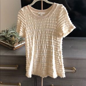 Anthropologie Cream fring tee
